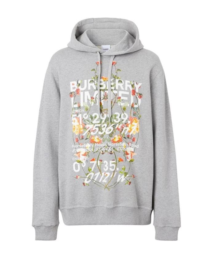 

Свитер с цветочным логотипом Burberry, серый