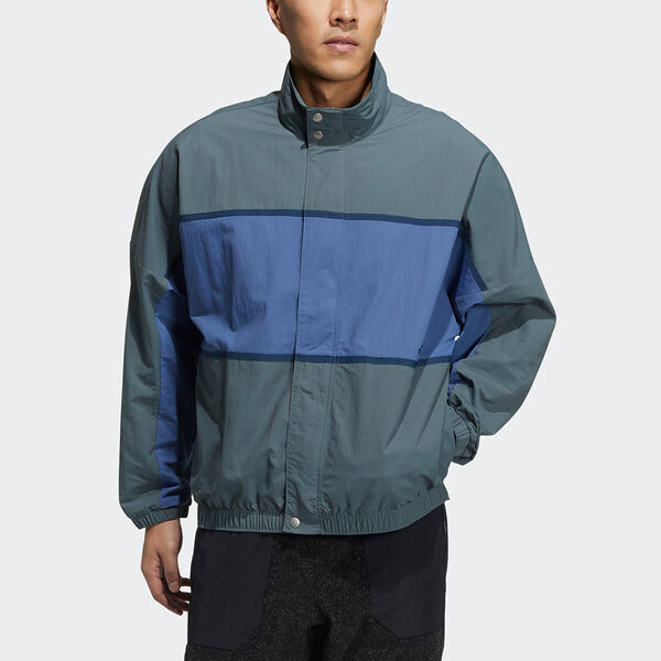 Куртка m wrd wov jkt sports loose contrasting colors printing woven stand collar jacket blue Adidas, синий — фото 3