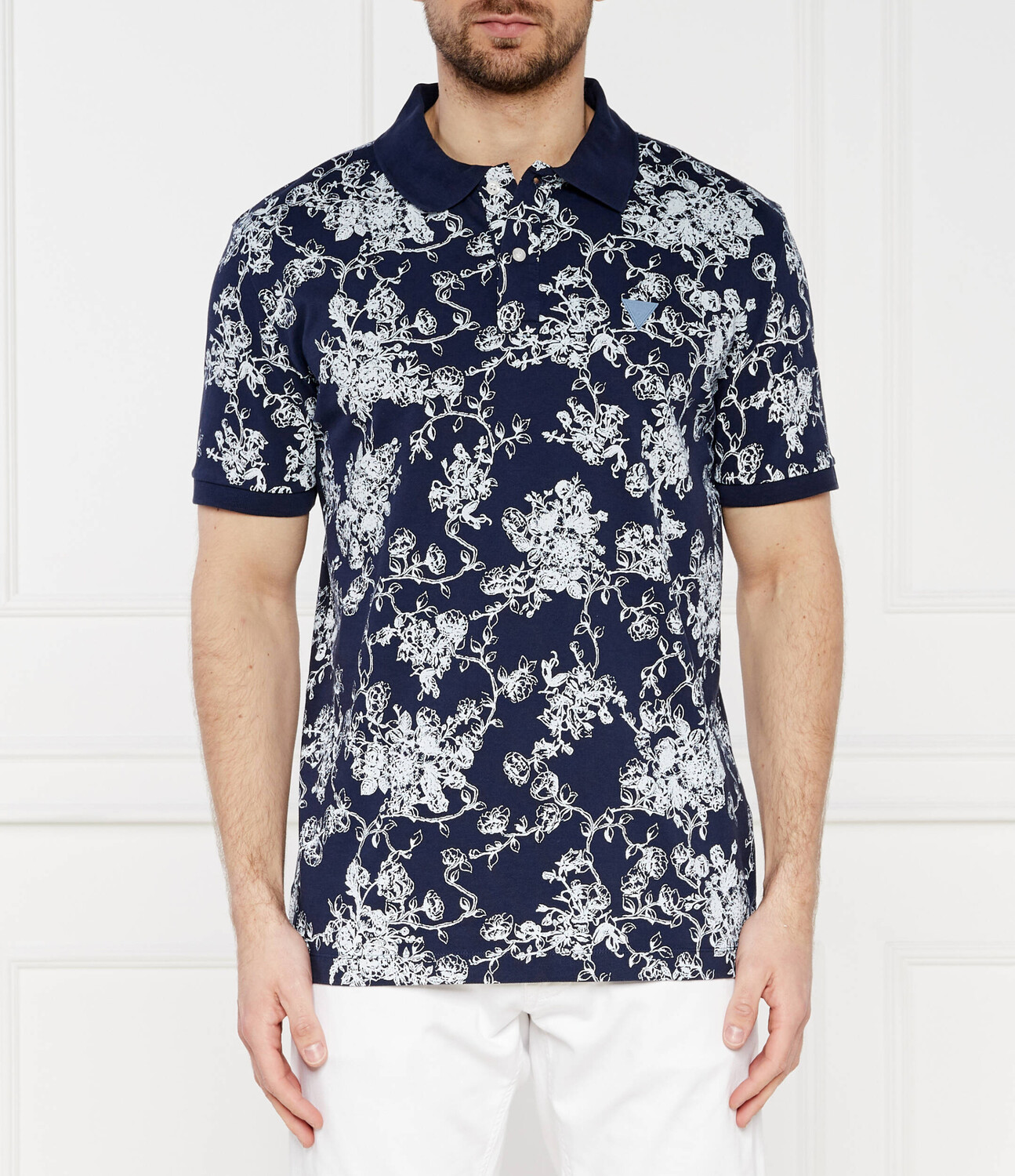 

Поло GUESS SS AOP OVERDYE Regular Fit, темно-синий