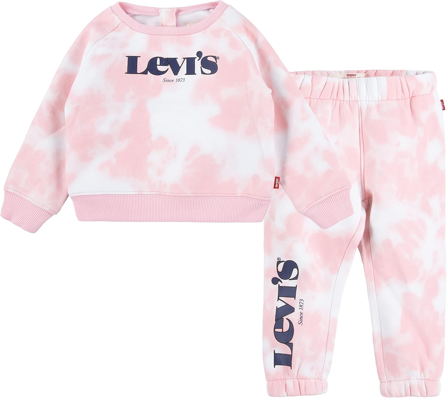 

Комплект из двух предметов: толстовка с круглым вырезом и спортивные брюки Levi's для девочек, Almond Tie-Dye