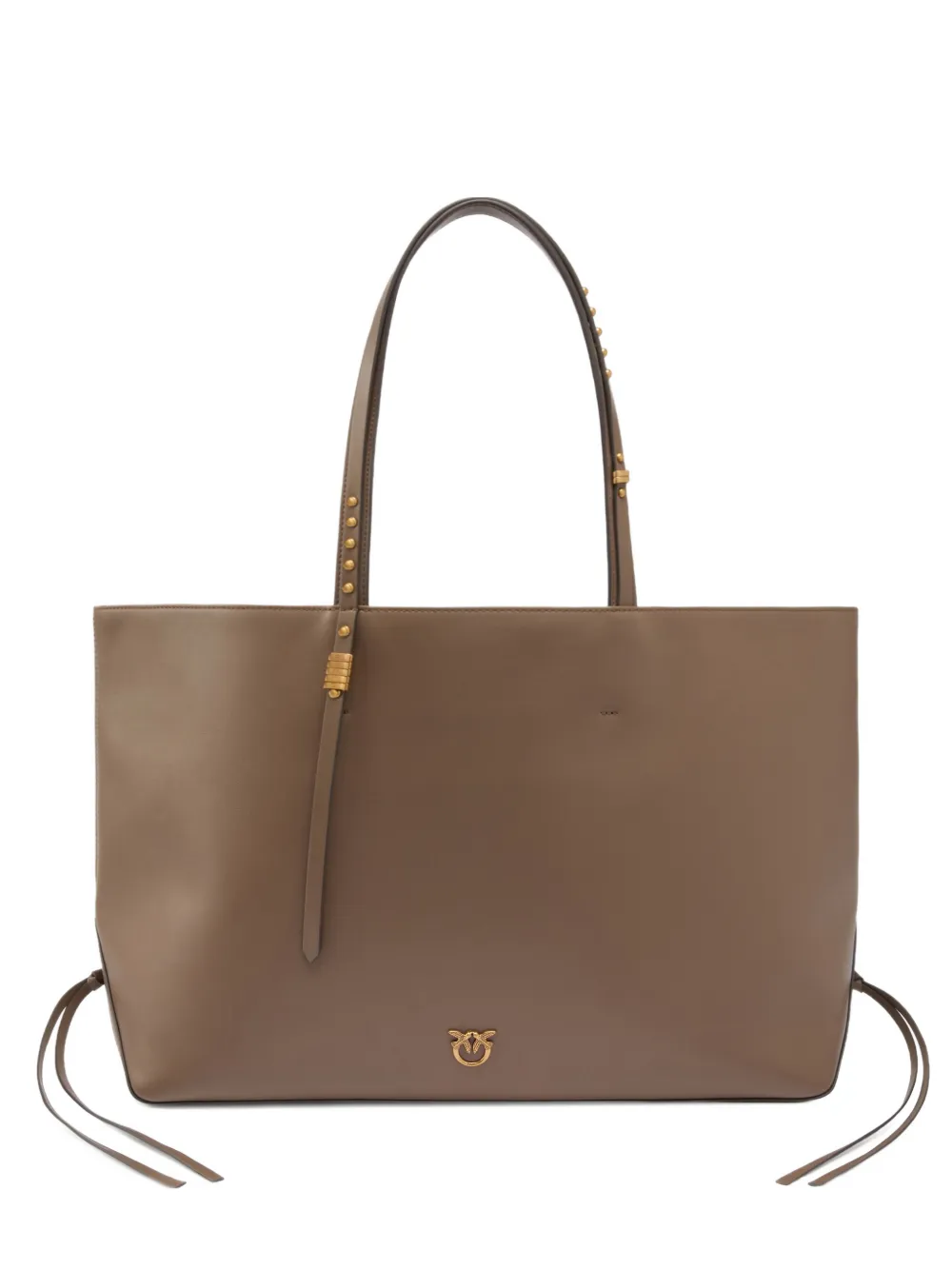 

Средняя кожаная сумка-тоут с заклепками Pinko, бежевый