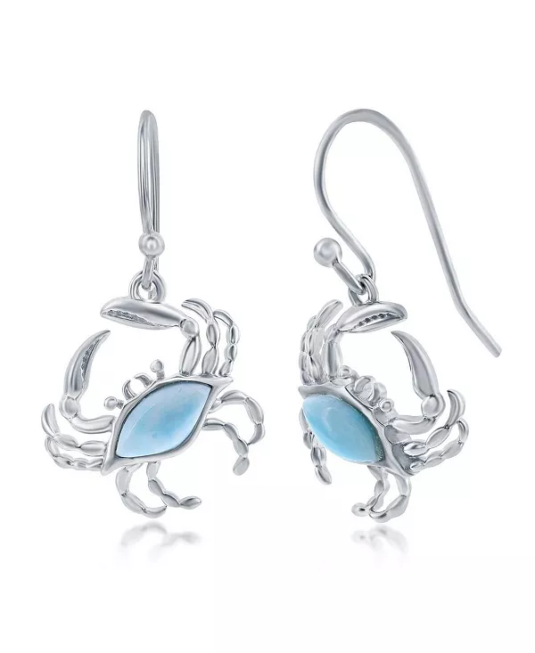 

Серьги из стерлингового серебра с крабом из ларимара Caribbean Treasures, blue