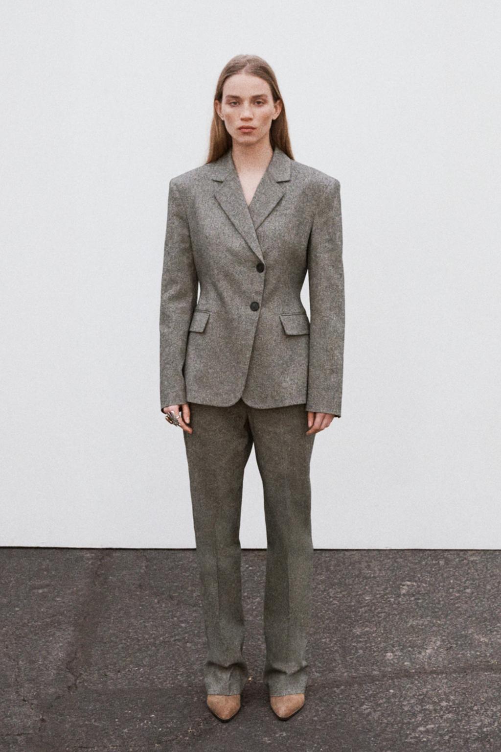 

Брюки с прямыми штанинами в крапинку ZARA, цвет Sand/Black