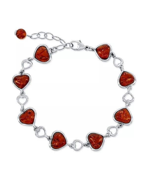 

Браслет из стерлингового серебра с янтарным сердечком Caribbean Treasures, amber