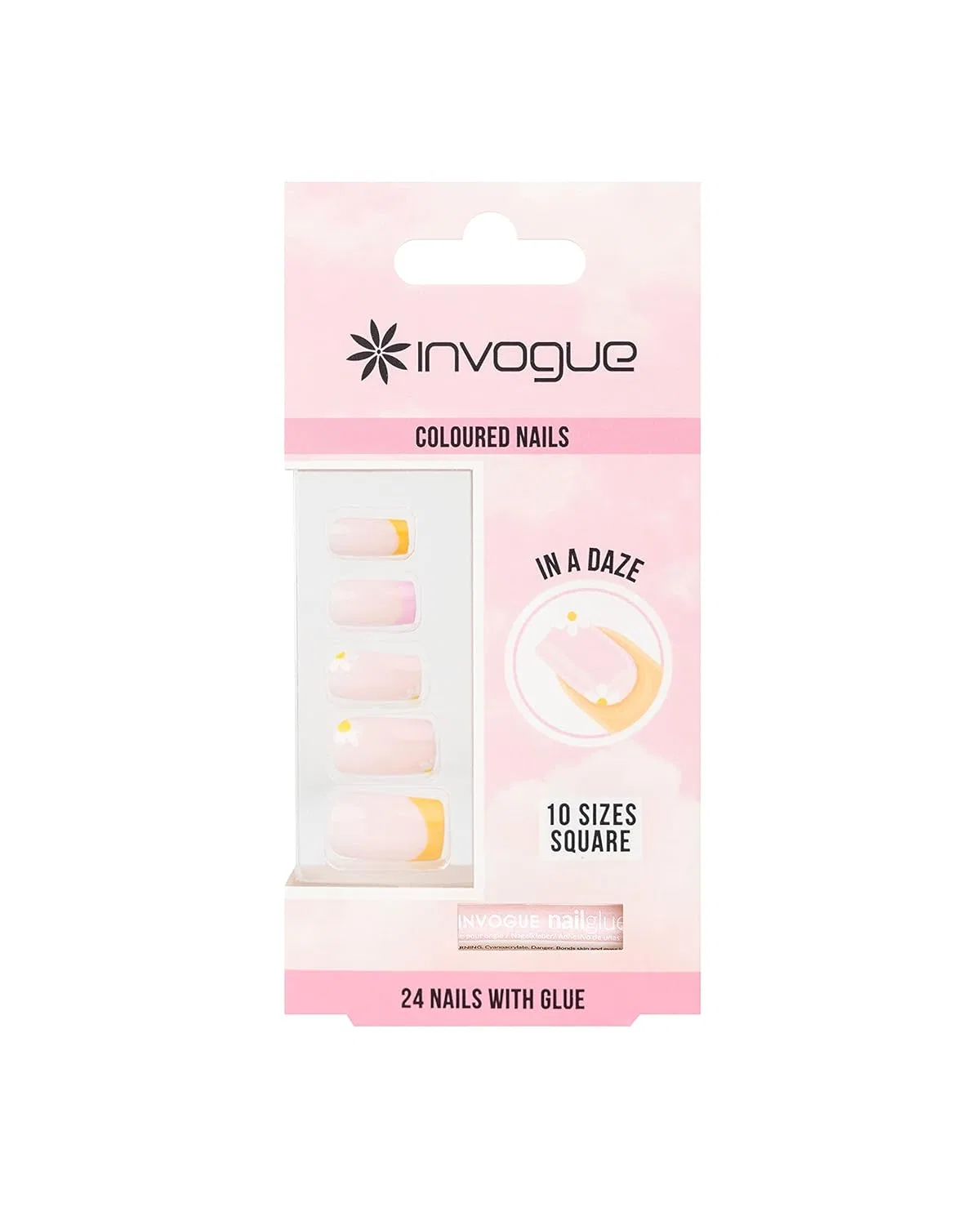 Накладные ногти Invogue «In a Daze» квадратные Invogue, Nude, Orange And Pink