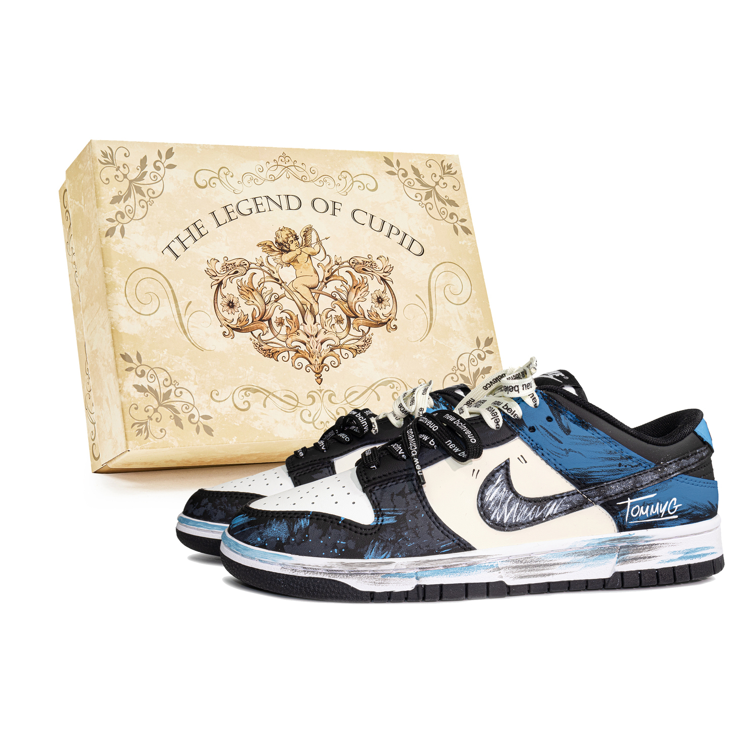 

Nike Детские скейтбордистские кроссовки Dunk Liberty Coast с противоскользящей подошвой, легкой амортизацией, низкие, черные и синие