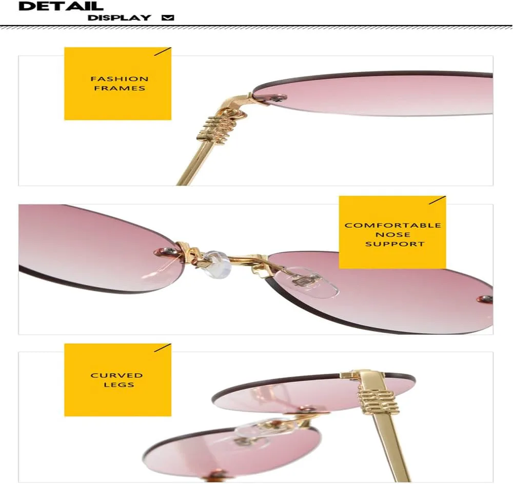 

Модные солнцезащитные очки овальной формы без оправы с защитой от УФ-излучения UV400, идеально подходящие для ношения во время путешествий KTUCN, Transparent