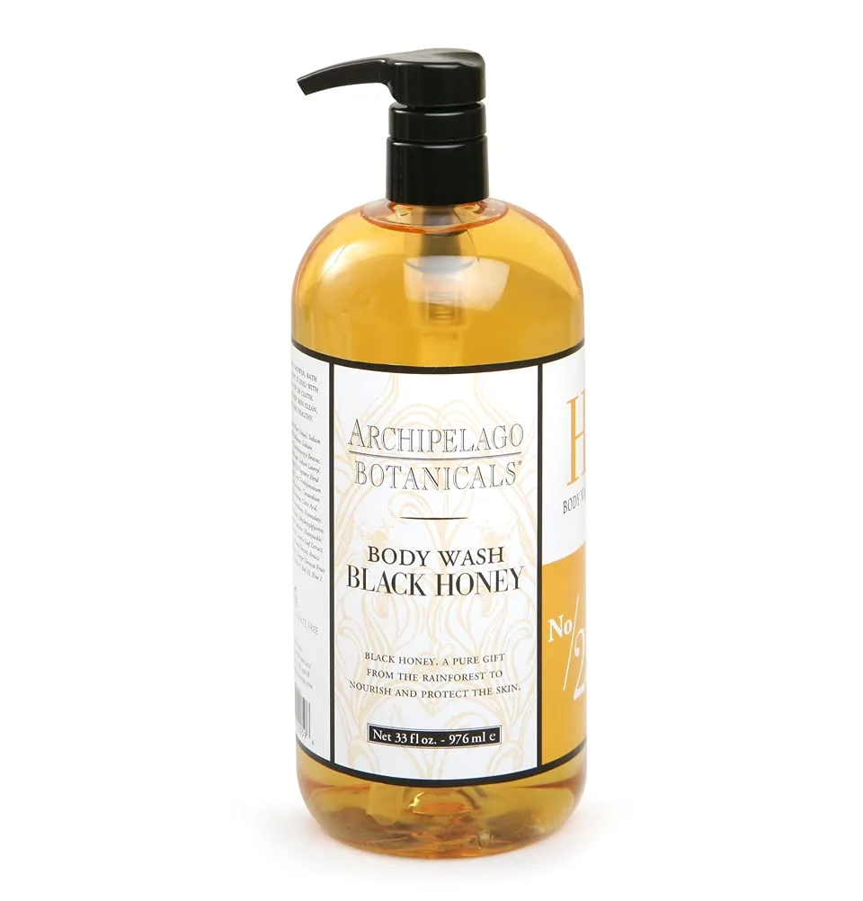 Гель для душа Archipelago Botanicals Black Honey, увлажняющий и питательный для ежедневного применения, без парабенов, фталатов и ГМО (955 мл) 976 мл, black