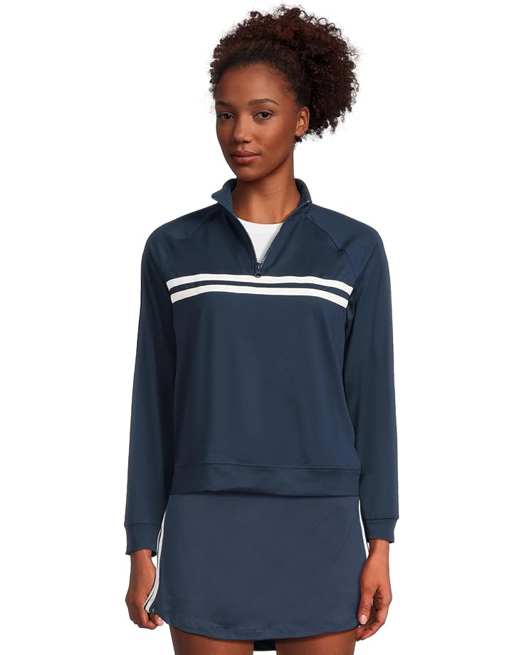 

Свитер Barefoot Dreams Malibu Collection 1/2 Zip Pullover W/ Stripes, цвет Marine/Pearl