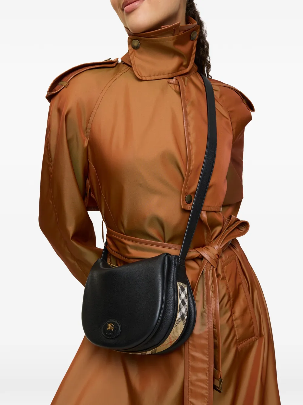 Сумка через плечо Tavistock в клетку с отделкой тесьмой Burberry, черный — фото 2