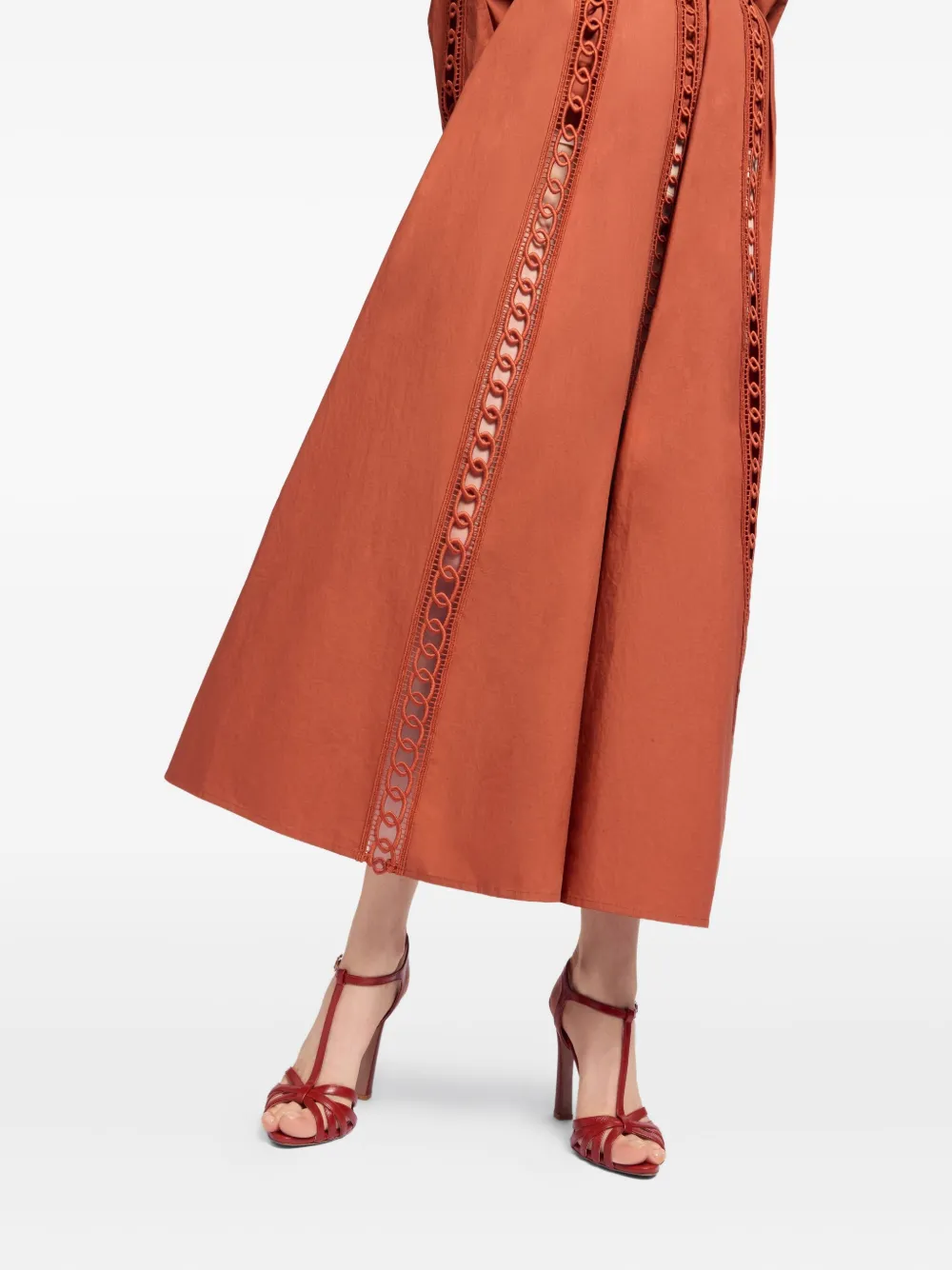 

Хлопковая юбка миди Elie Saab, оранжевый