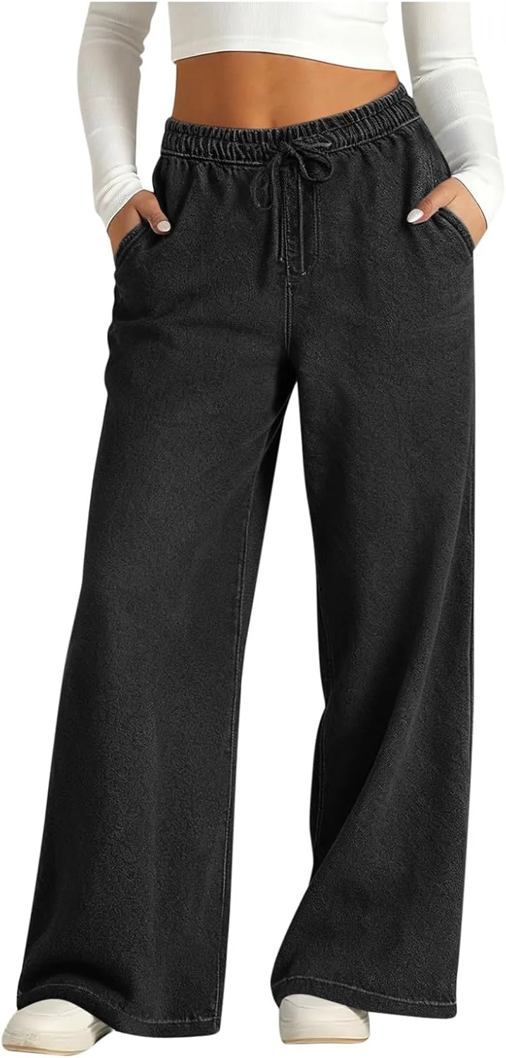 

Женские джинсы Wide Leg High Waisted Casual с эластичным поясом и карманами