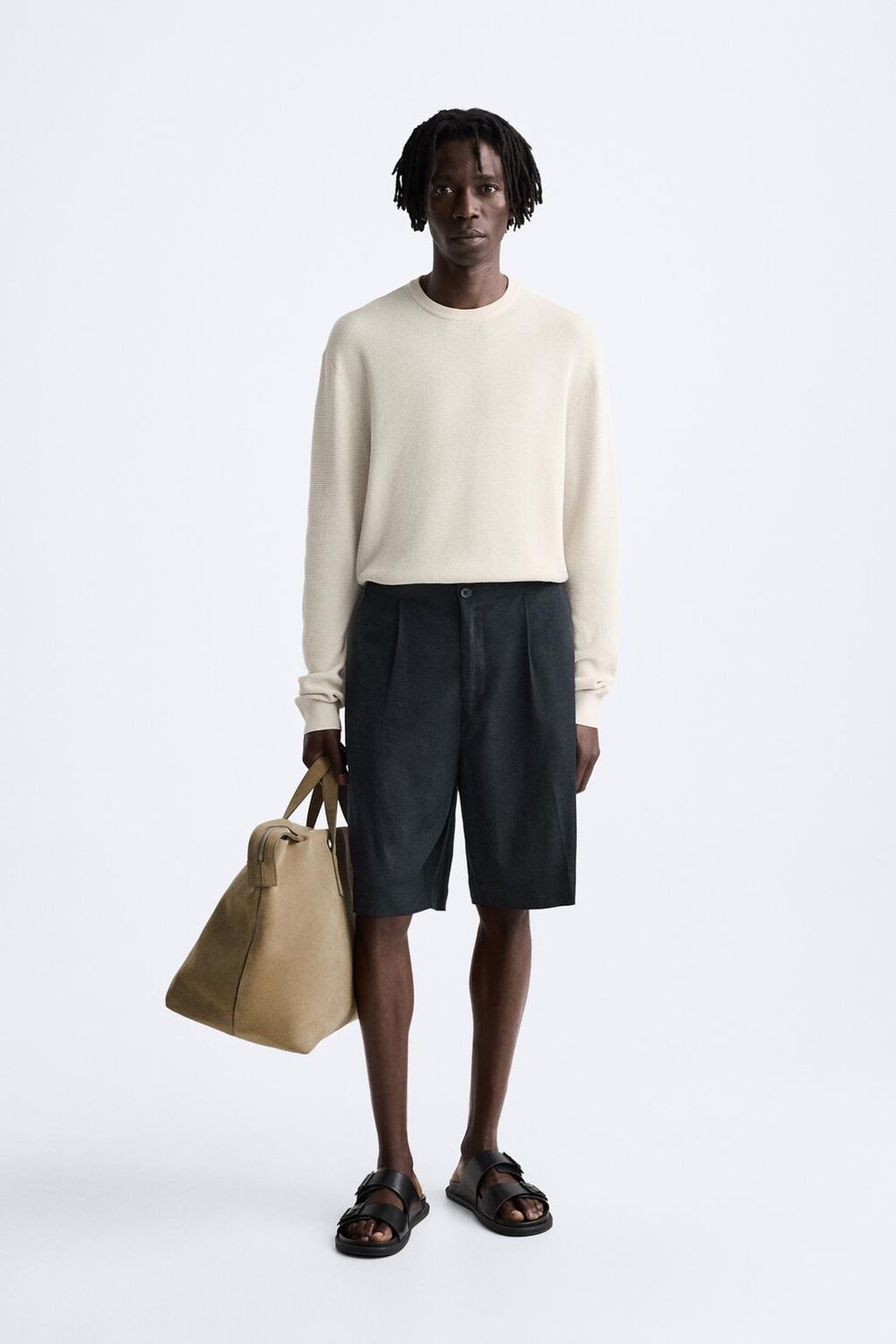 

Текстурированный базовый свитер ZARA, экрю