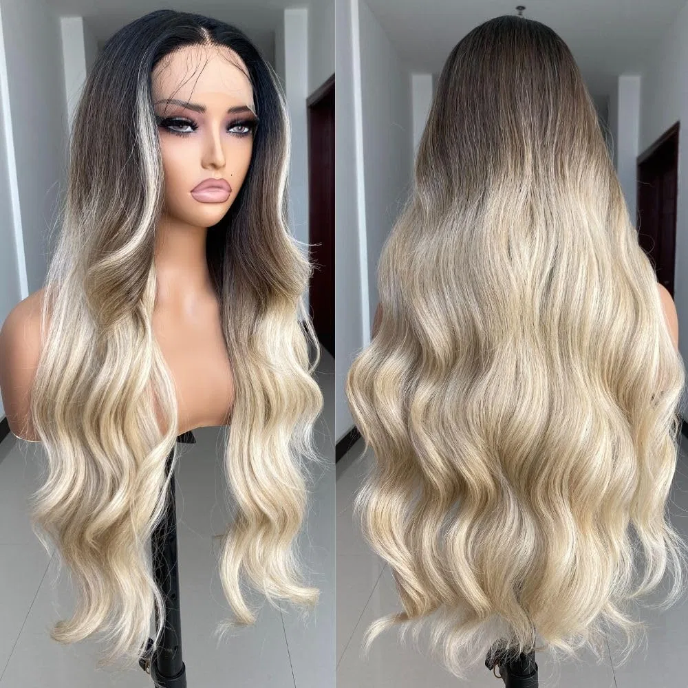 Длинный волнистый парик с черными корнями «Ombre Blonde» от X-Tress X-Tress, Ombre To Blonde — фото 2