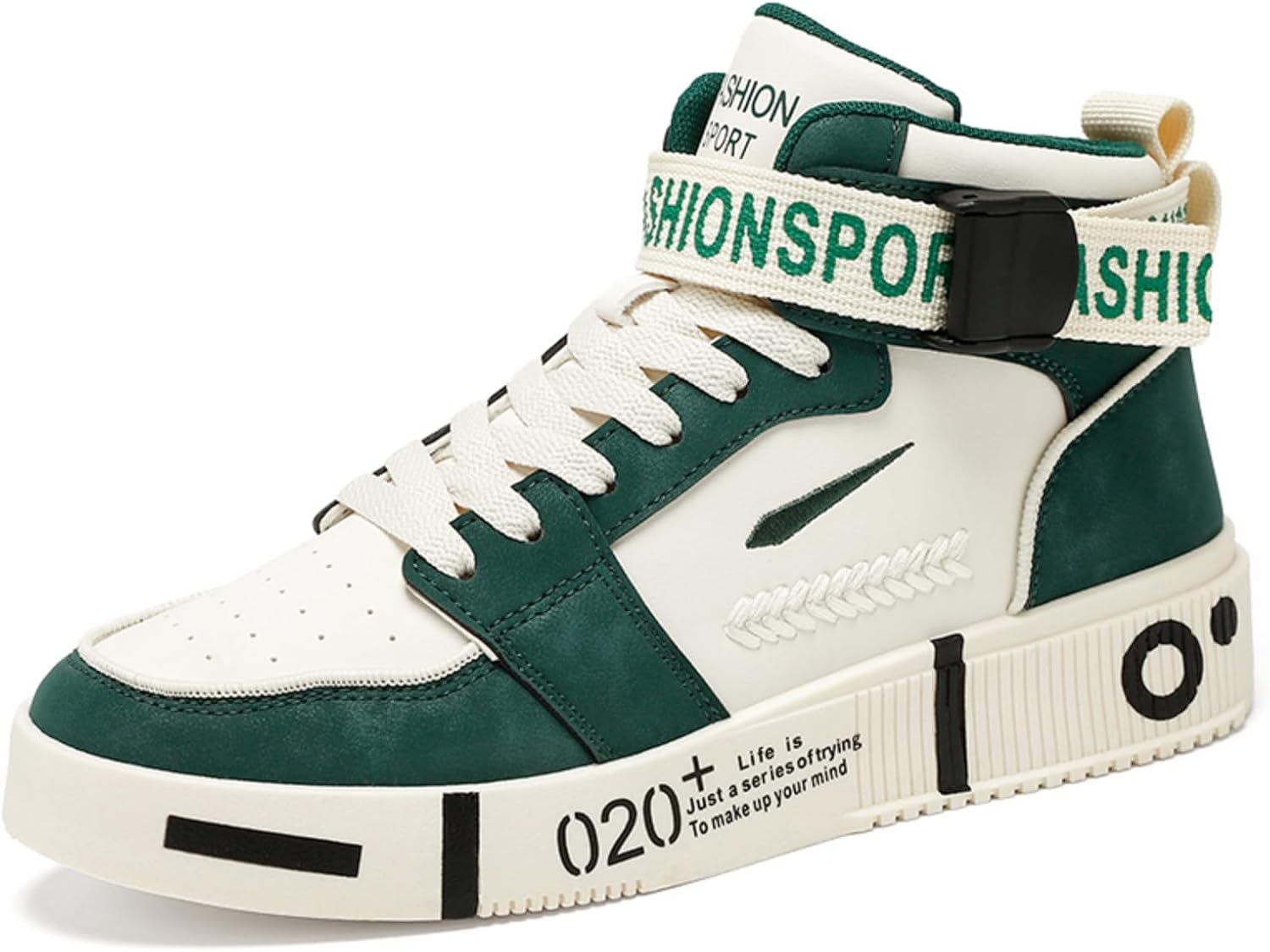 

Мужские модные кожаные кроссовки на высокой платформе, высокие, с шнуровкой, удобные, легкие, дышащие, с нескользящей подошвой, для прогулок на скейтборде, по городу, в парке, для повседневной носки и прогулок Yrzhgdl, зеленый