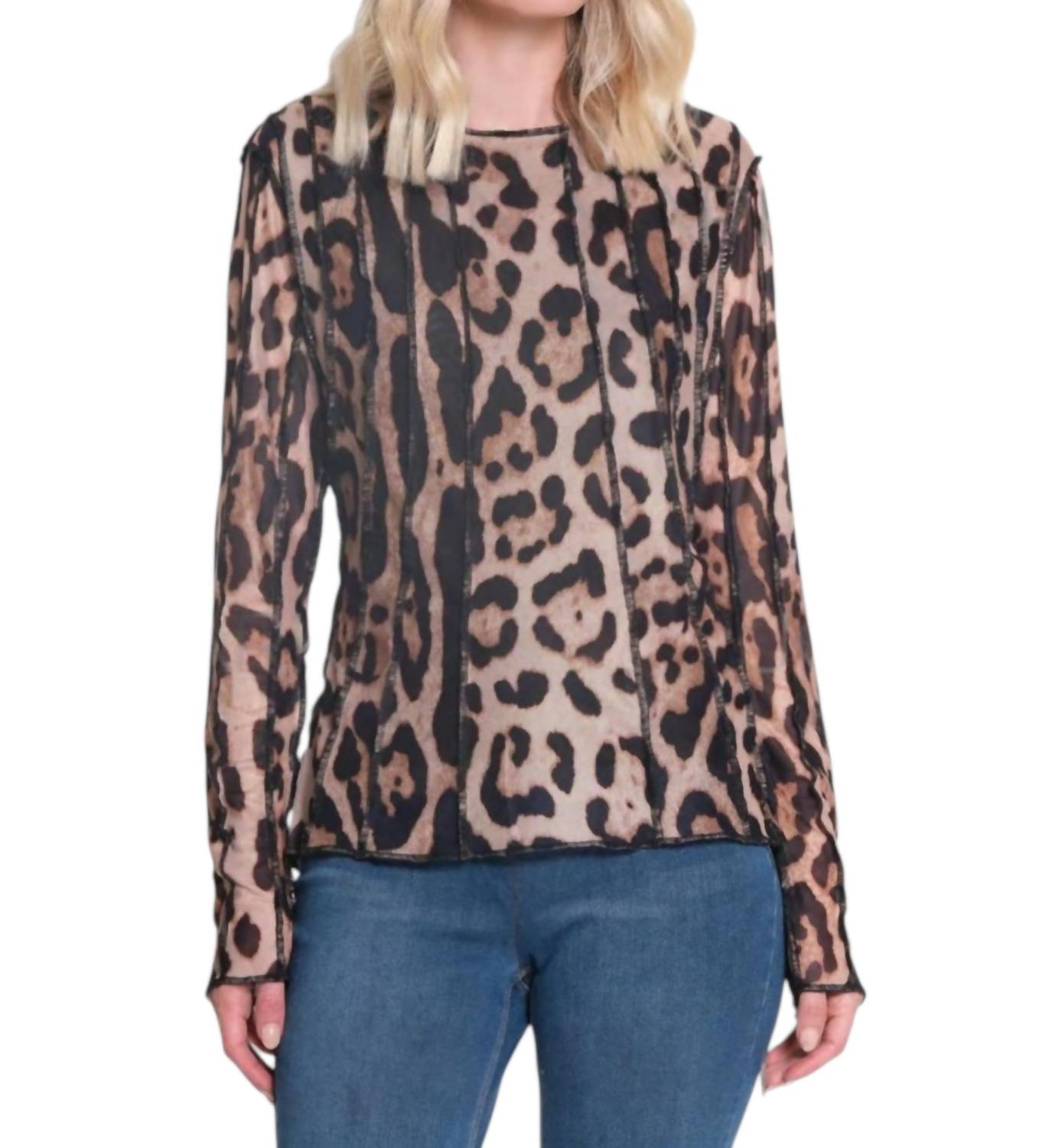 

Сетчатый топ с длинными рукавами цвета гепарда JOHN MARK, Cheetah