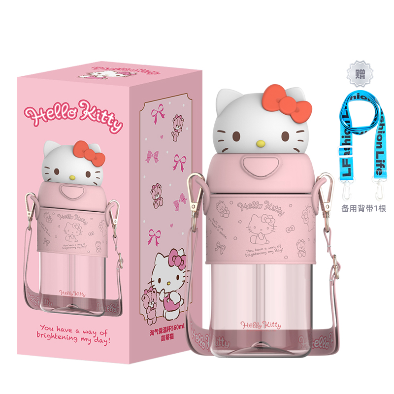 Hello Kitty пластиковый стакан 620 мл Sanrio, Melody Tumbler + Lflife Tumbler Strap — фото 4