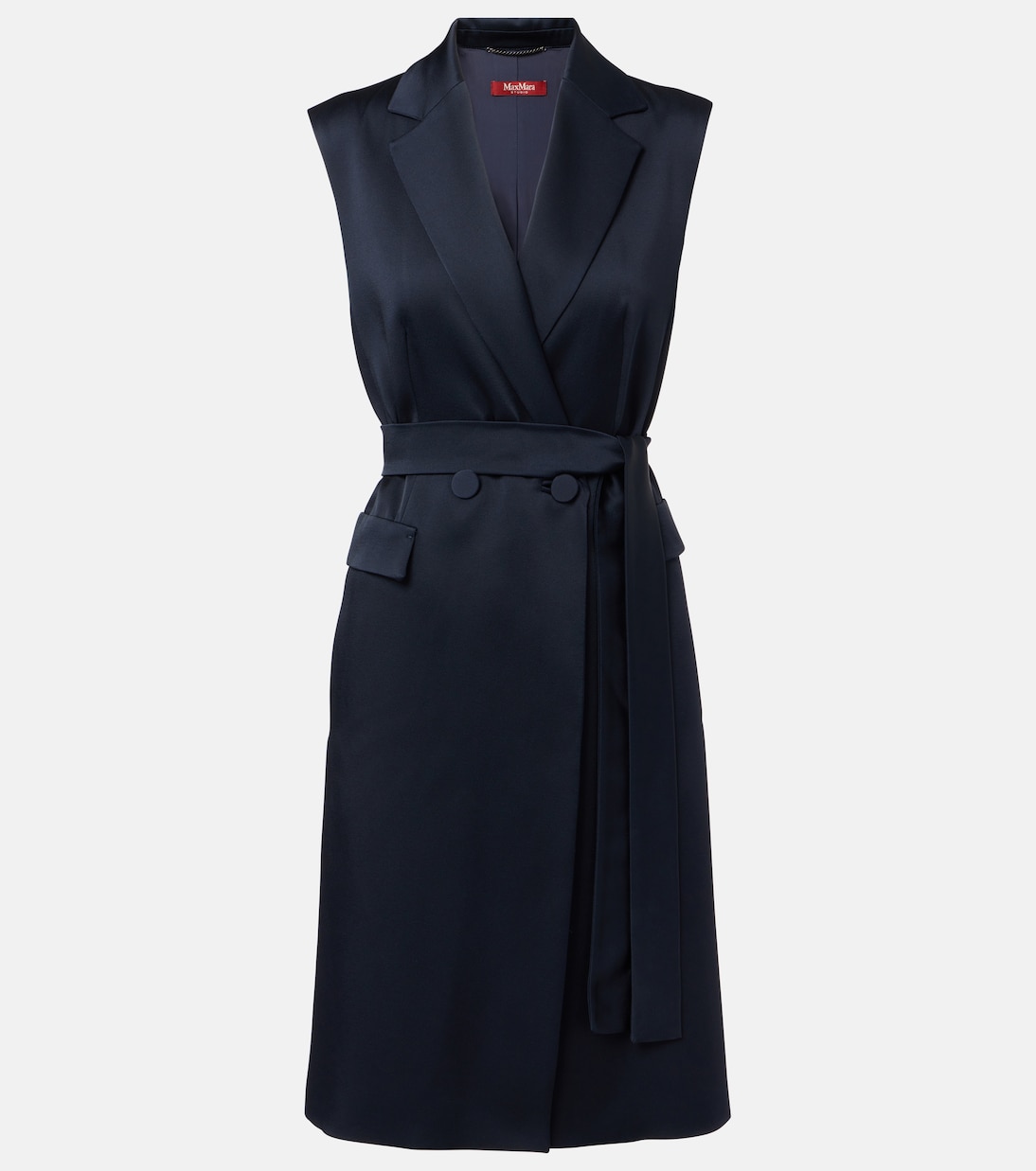 

Атласный жакет с поясом из афганского атласа Max Mara, Blu Notte