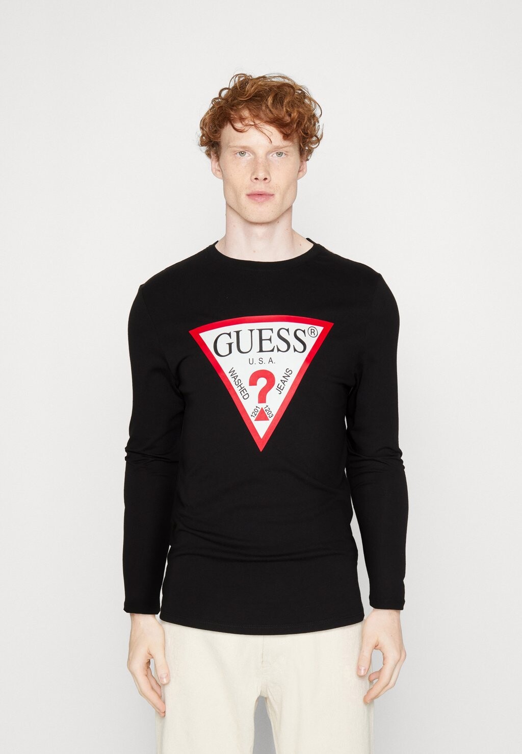 

Футболка с длинным рукавом ORIGINAL LOGO Guess, угольно-черный