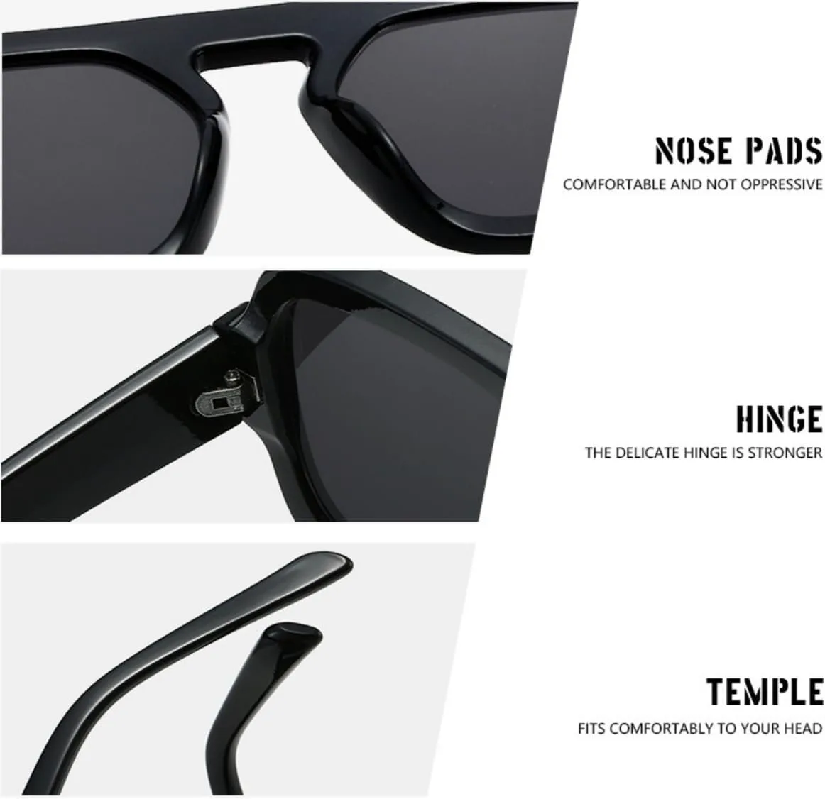 

Ретро-солнцезащитные очки-авиаторы в стиле 70-х, квадратные, для женщин и мужчин, модный стиль, плоская оправа, винтажные квадратные очки IKUVNA, 2 Pack Black+orange