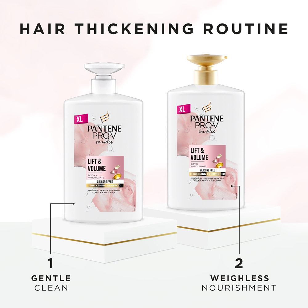 Кондиционер для придания объема тонким волосам Pro-V Miracles Lift'n'Volume с биотином Pantene, 1000 мл — фото 2