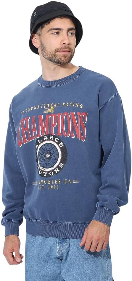 

Толстовка размера XLARGE, мужская толстовка с круглым вырезом и логотипом Motors, темно-синий