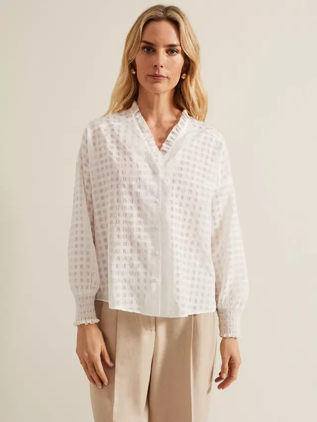 

Блуза Phase Eight Tara Textured Frill, белый