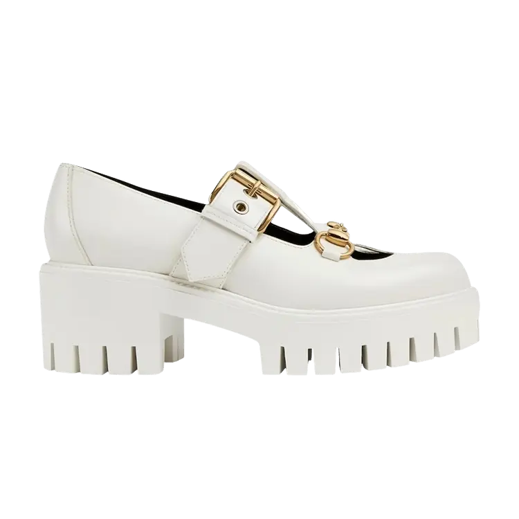 Кроссовки Gucci Gucci Wmns Lug Horsebit 30mm Platform Loafer 'White', белый