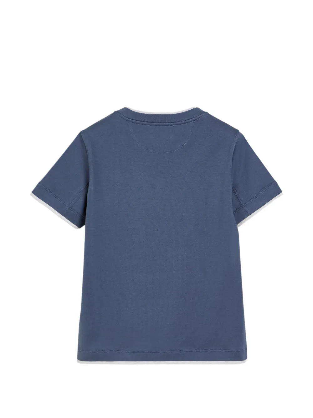 Футболка из хлопкового джерси с эффектом многослойности Brunello Cucinelli Kids, синий — фото 2