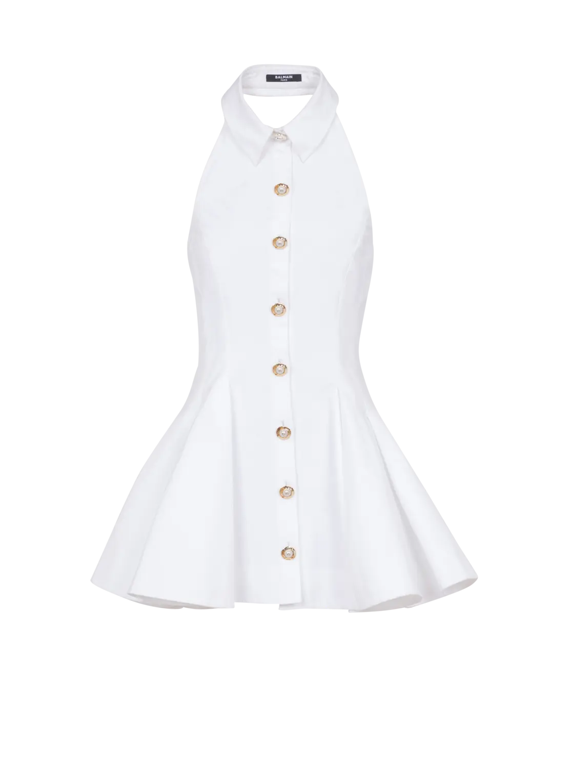 

Платье из поплина А-силуэта с открытой спиной Balmain, белый