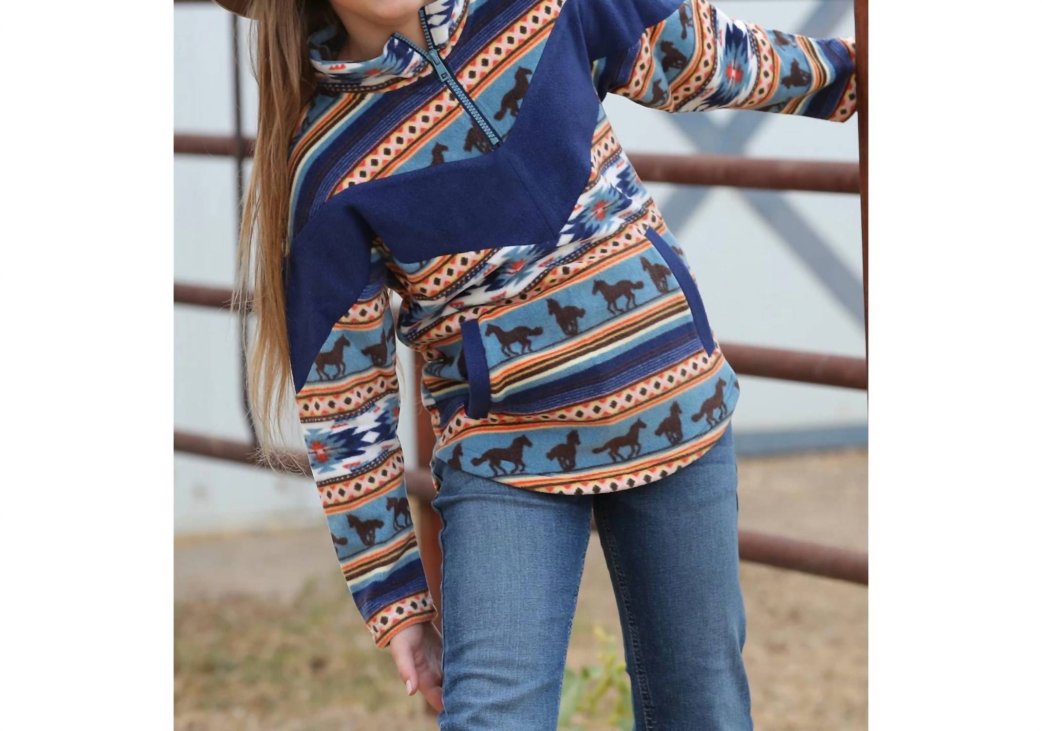 

Детская флисовая куртка с застежкой-молнией на половину длины для девочек, цвет: синий Cruel Girl