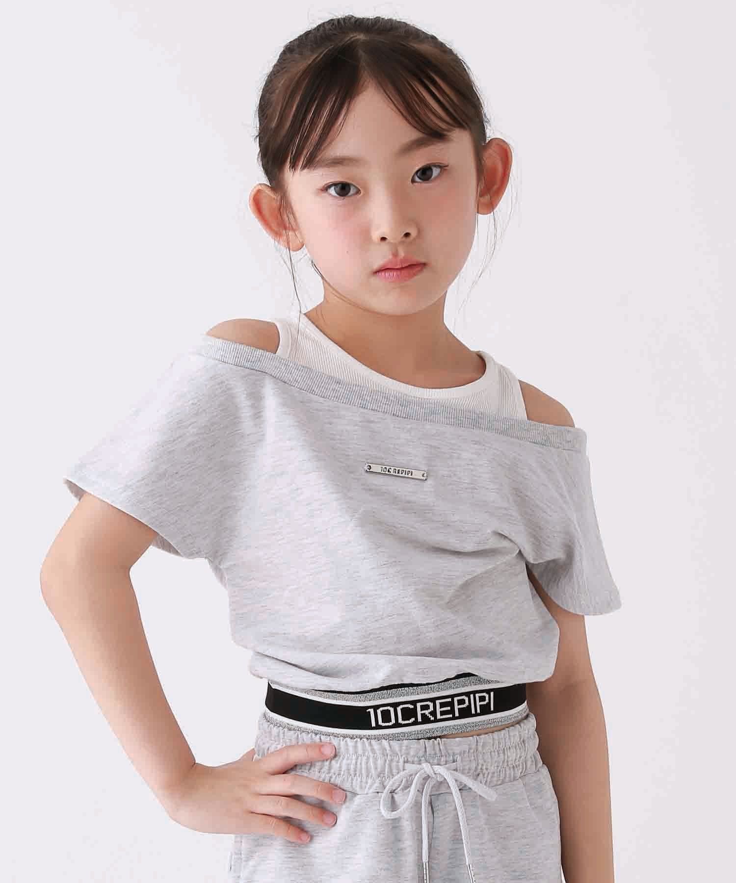 Футболка с открытыми плечами и логотипом HEM 10C REPIPI, Gray 15