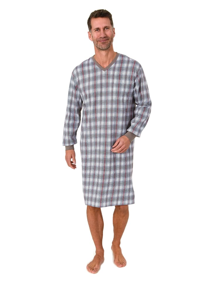 

Ночная рубашка с длинными рукавами и манжетами, клетчатая, серого цвета. NORMANN