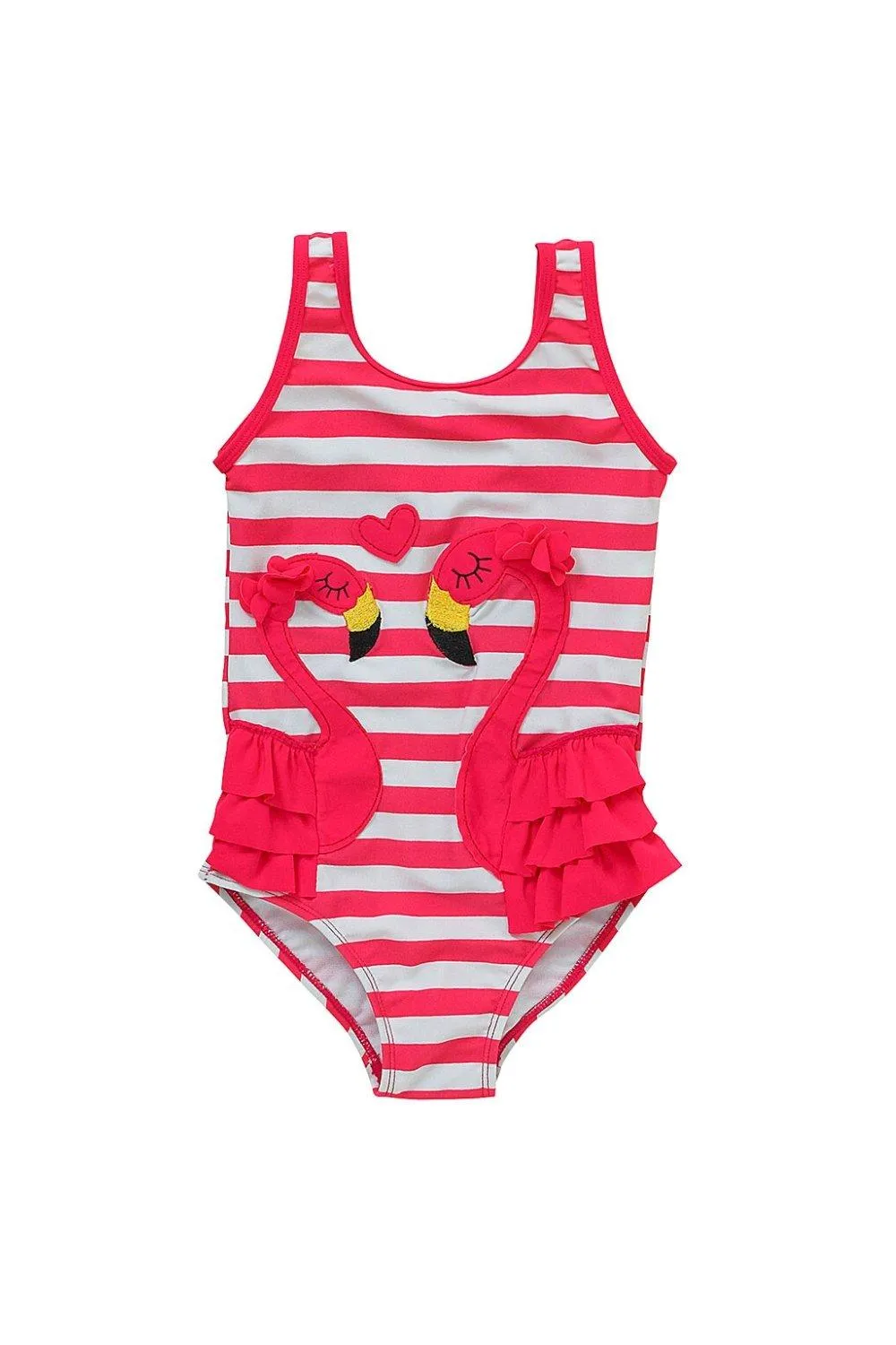 

Купальник в полоску с оборками Flamingo H2O, розовый