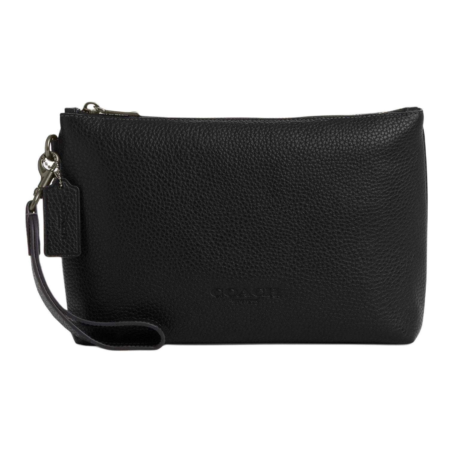 

COACH Большой унисекс клатч из коровьей кожи черный