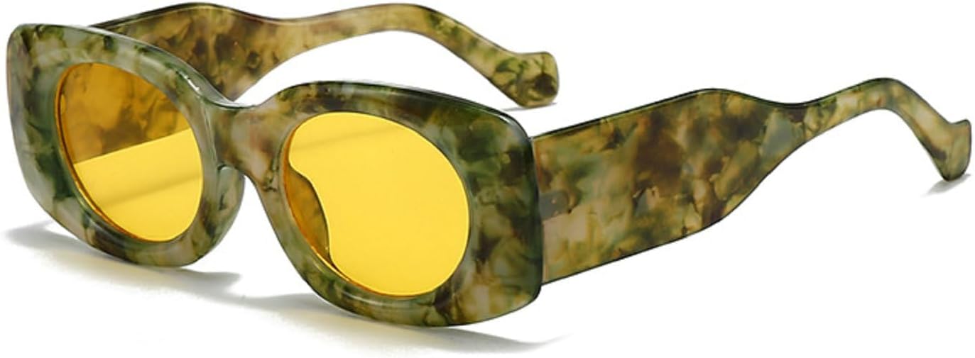 

Модные солнцезащитные очки для женщин и мужчин, овальной формы, в стиле ретро, ​​повседневные, стильные, для путешествий, солнцезащитные очки для женщин с защитой от УФ-излучения UV400 mincl, Green Yellow