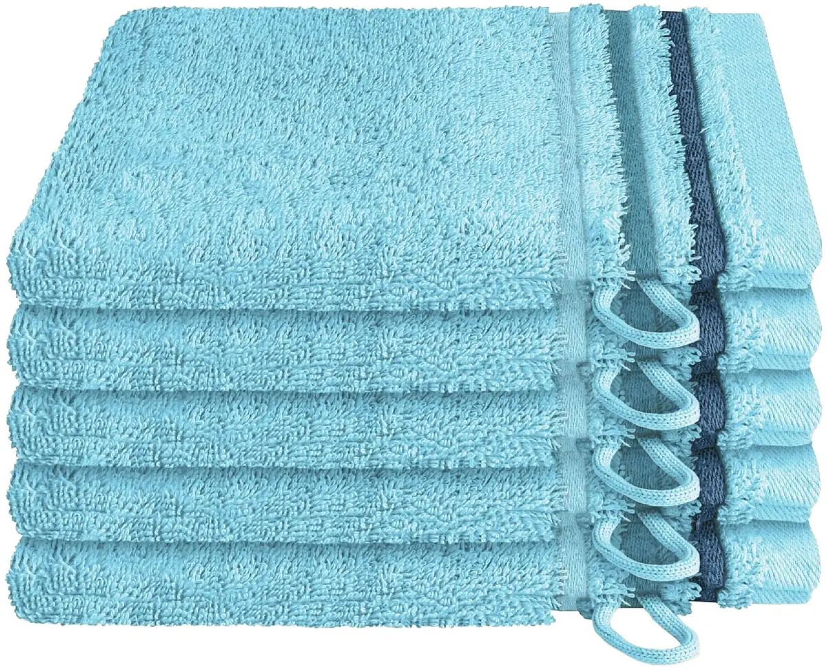 

Рукавицы Schiesser "Skyline Color из 100% хлопка с элегантной полосатой каймой", (5 шт.), MADE IN GREEN by OEKO-TEX 16х22 см (5 шт.), бирюзовый