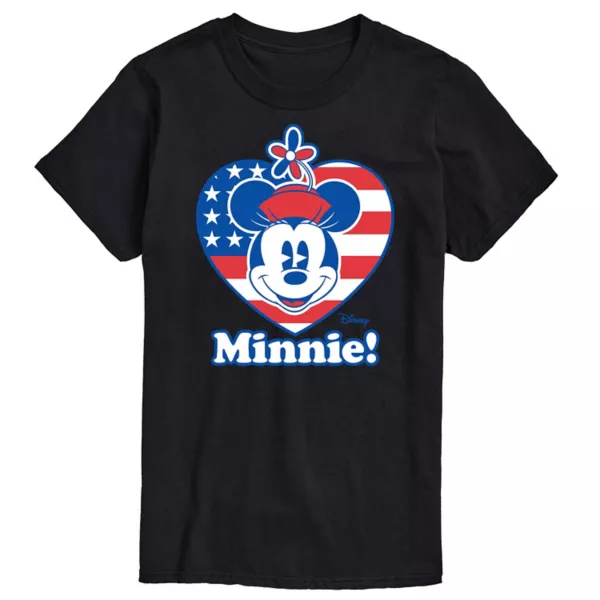 

Футболка мужская с принтом в виде сердечка и флага Minnie Mouse Disney, черный
