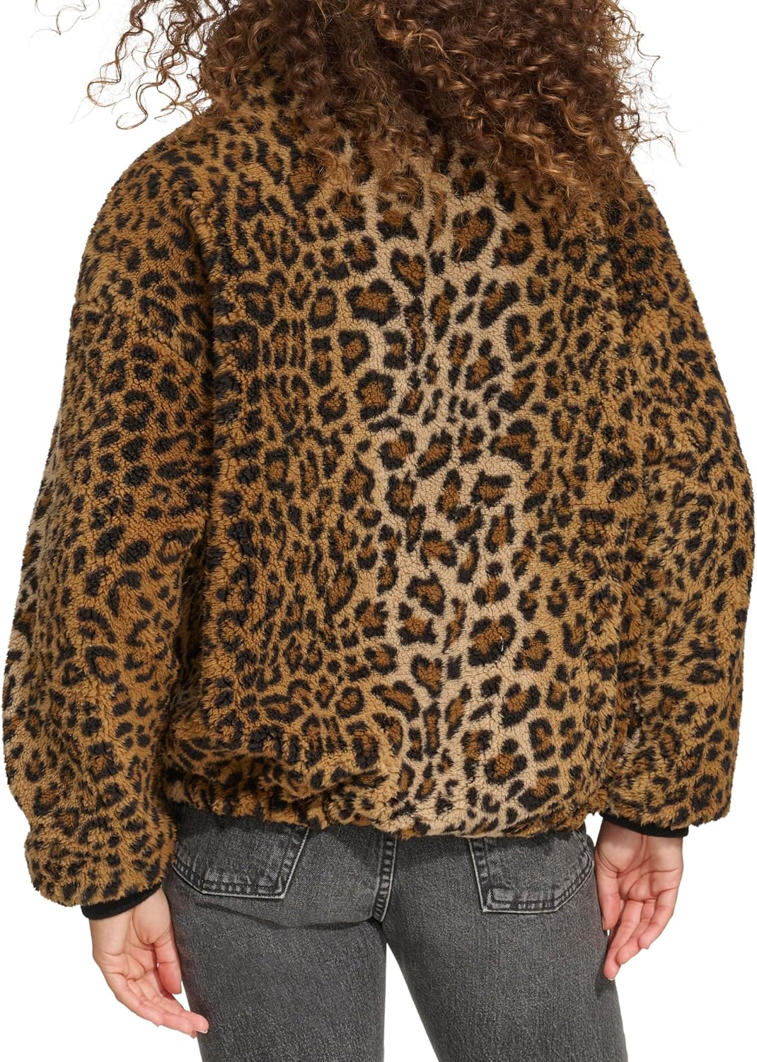 Женская куртка Levi's на молнии из шерпы (стандартные и большие размеры), Leopard — фото 4
