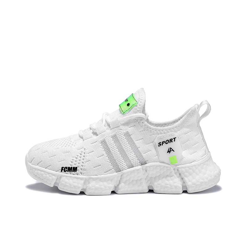 

Нескользящие, легкие, амортизирующие и дышащие, низкие детские кроссовки для повседневной носки FCMM, белый