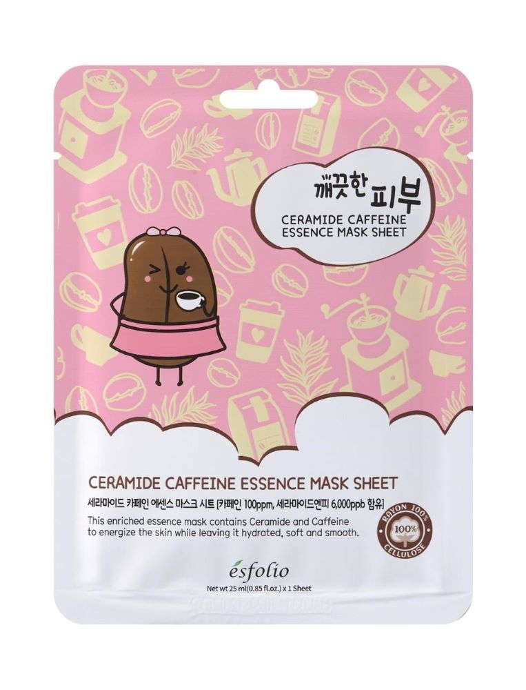 

Тканевая маска с керамидами и кофеином pure skin ceramide caffeine essence mask sheet Esfolio, количество 1 шт.