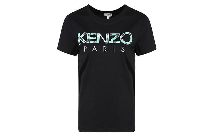 

Футболка женская Kenzo, черный / зелено-белый