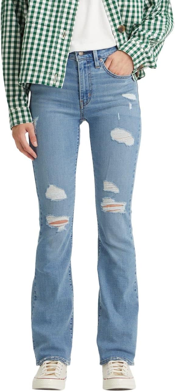 

Женские джинсы Levi's 725 с высокой талией (также доступны в размере Plus), Light Indigo Destructed