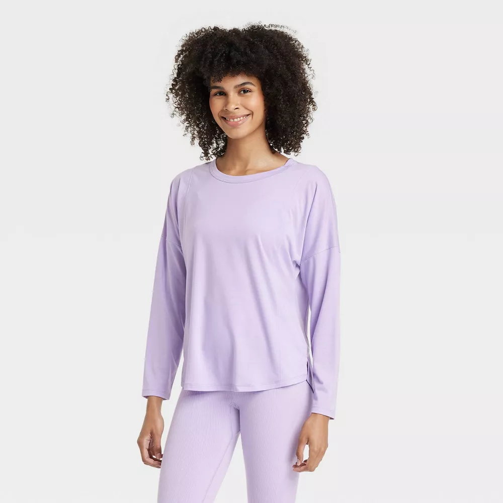

Женский топ с длинным рукавом, подходящий для леггинсов - All In Motion, цвет Light Purple