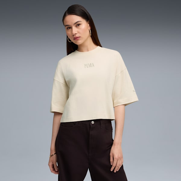 

Женская футболка свободного кроя с графическим принтом Puma Premium Essentials, белый