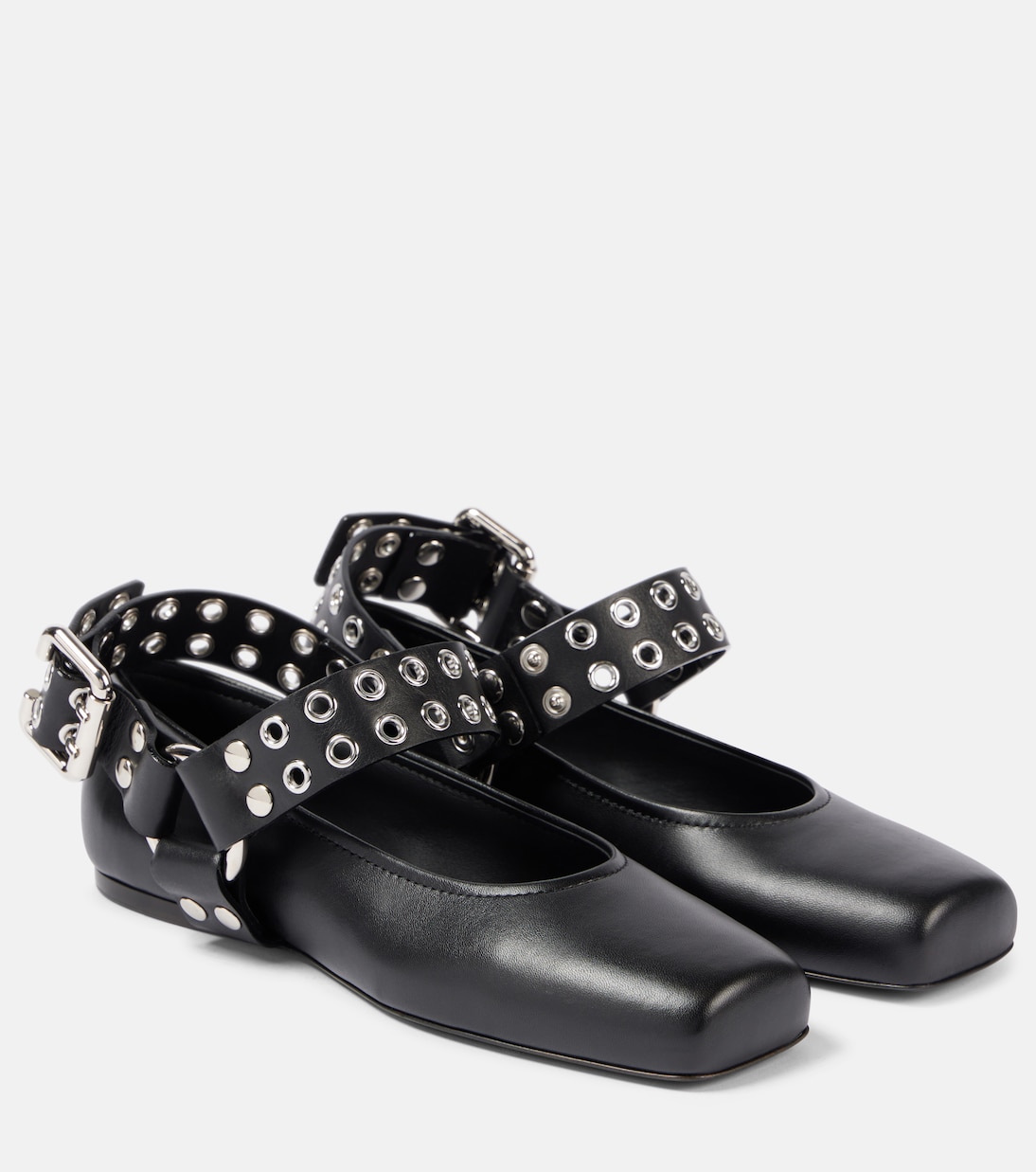 Туфли Мэри Джейн из кожи с заклепками Alaïa, Noir