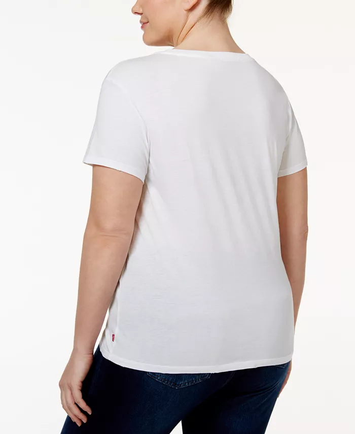 Модная хлопковая футболка с логотипом Perfect, plus size Levi's, белый — фото 2