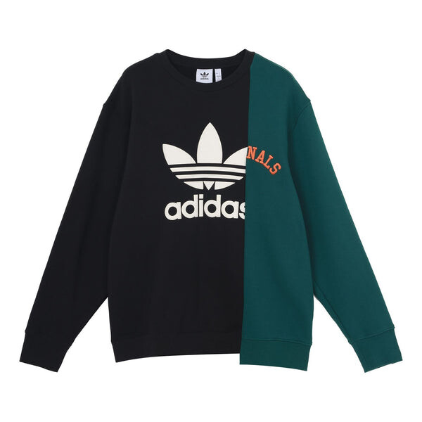 

Толстовка Men's adidas originals Mr Crew Logo Printing Colorblock Irregular Round Neck Pullover Black, черный