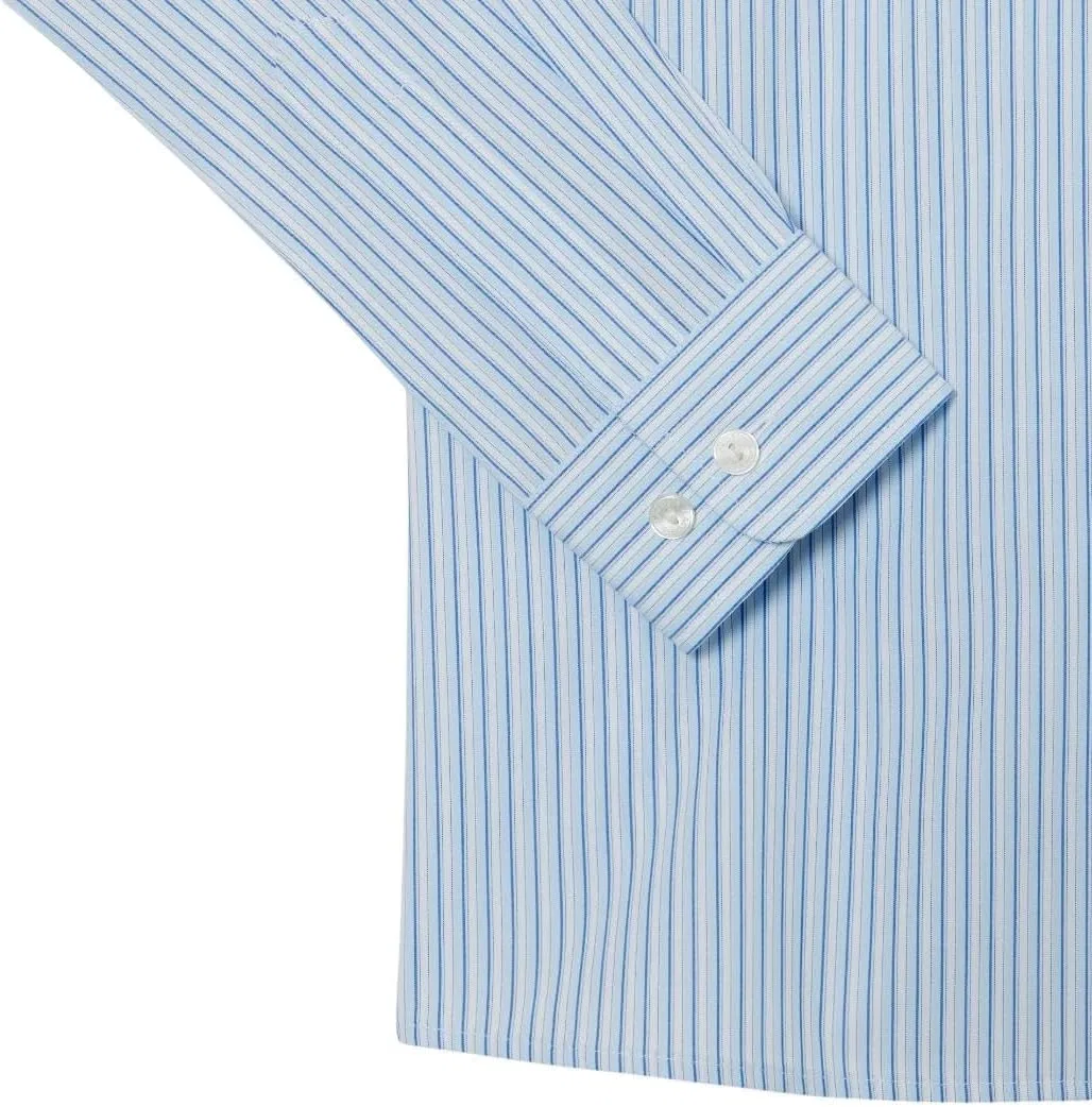 Блуза Lacoste Slim Fit Stretch Poplin, темно-синяя в полоску — фото 4