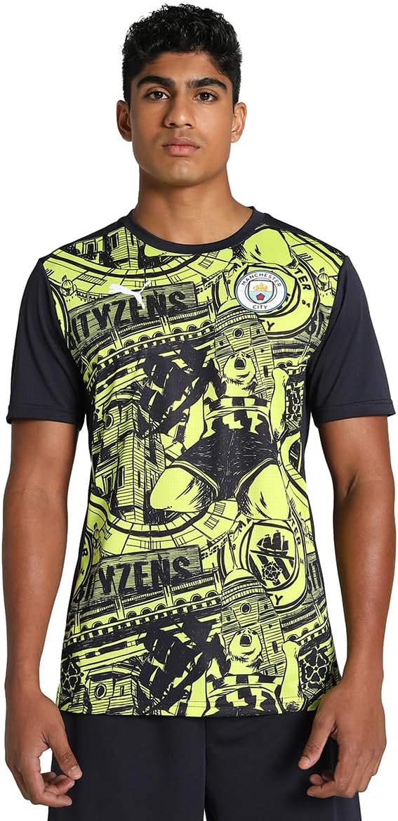 

Мужская спортивная футболка PUMA 777578 MCFC для предматчевых игр, размер SS, синий/желтый